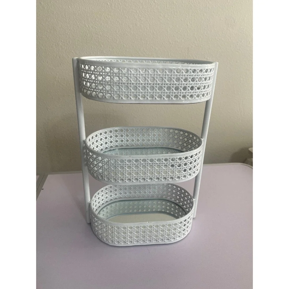 Willow & Riley 3 Tier‎ Metal Organizer Tray White Farmhouse Storage